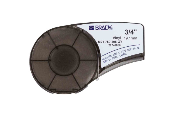 Лента 19.05мм/6.4м винил, черный на сером Brady M21-750-595-GY brd139740