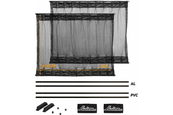 Солнцезащитные раздвижные шторки (70х47-53 см, черный цвет) Airline ASPS-S-13
