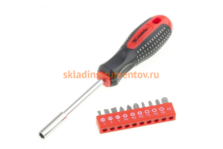 Отвертка с набором бит, 10шт, Fusion , CrV, 3-х компонентная рукоятка "anti slip" Matrix 11453