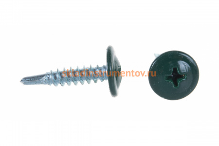 Саморезы с прессшайбой и сверлом по листовому металлу до 2мм Зубр RAL-6005 PH2 4,2х19мм 450шт 300211-42-019-6005