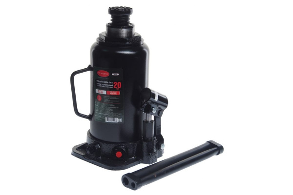 Гидравлический бутылочный домкрат с клапаном ROCKFORCE 20т выс.подъема 242-452мм/2 RF-T92004