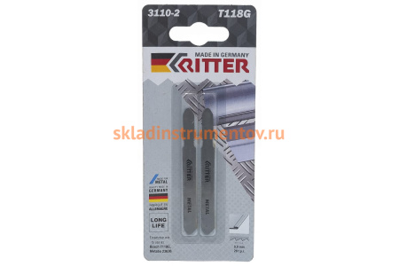 Пилки по стали Т118G (2 шт; 75х50 мм; шаг 0.9 мм; 28TPi; HSS) для лобзиков RITTER 3110-2