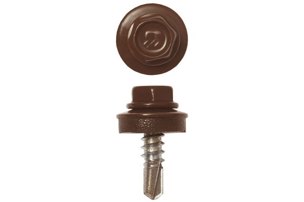 Саморезы Зубр для крепления кровельных материалов к деревянной обрешетке, цвет RAL 8017 шоколадно-коричневый, оцинкованный, 5,5x25мм, 1800шт 4-300310-55-025-8017