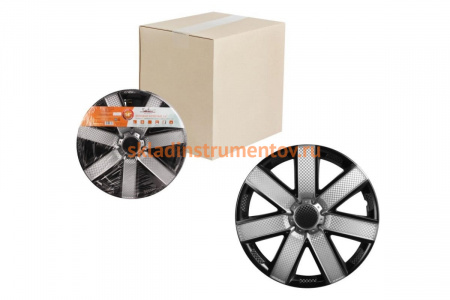 Колесные колпаки Airline 13" Гелакси Т, серебристый/черный, карбон, 2 шт. AWCC-13-18