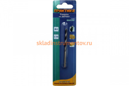 Сверло по дереву (4 мм) ПРАКТИКА 034-809