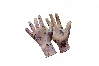 Садовые перчатки СПЕЦ Garden Flowers с прозрачным нитриловым покрытием 9 р-р. GF-PN129