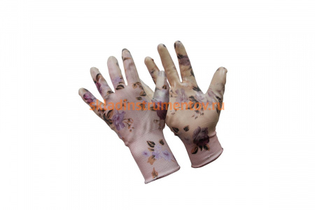 Садовые перчатки СПЕЦ Garden Flowers с прозрачным нитриловым покрытием 9 р-р. GF-PN129