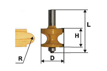 Фреза кромочная полустержневая (22.2х25.4 мм; R 4.8 мм; хвостовик 12 мм) по дереву Энкор 10556