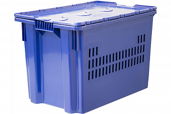 Ящик Тара.ру п/э 600x400x400 морозостойкий, дно сплошное, стенки перфорированные, с крышкой 18781