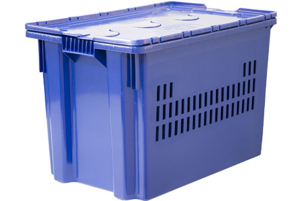 Ящик Тара.ру п/э 600x400x400 морозостойкий, дно сплошное, стенки перфорированные, с крышкой 18781