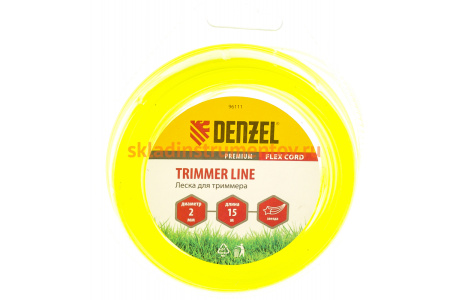 Леска для триммера звезда 2 мм х 15 м блистер FLEX CORD DENZEL 96111