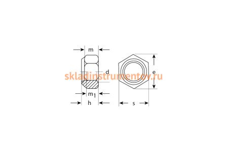 Гайка с нейлоновым кольцом Зубр DIN 985, M20, 5 кг, кл.пр. 6, оцинкованная 303580-20