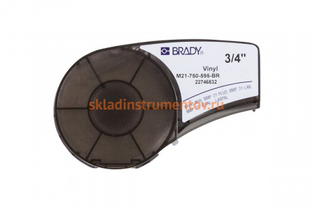 Лента 19.05мм/6.4м винил, белый на коричневом Brady M21-750-595-BR brd139737