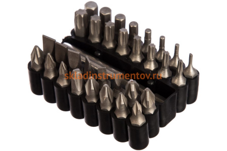 Биты Cr-V, с магнитным адаптером, в ударопрочном держателе, 33 предмета STAYER 26085-H33