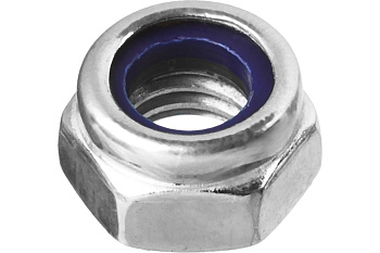 Шестигранная гайка Зубр DIN 985 самостопорящаяся, с нейлоновым кольцом, класс прочности 8, оцинкованная M5 ТФ6 18 шт 4-303586-05