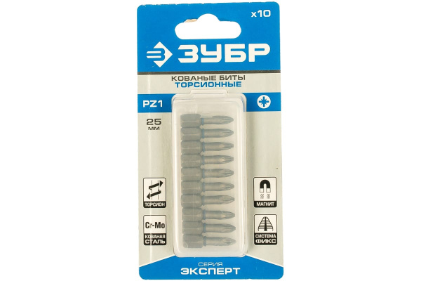 Биты "ЭКСПЕРТ" 10 шт. (25 мм; PZ1) Зубр 26013-1-25-10