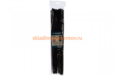 Нейлоновые хомуты Зубр черные, 4.8x500 мм, 100 шт. 309030-48-500