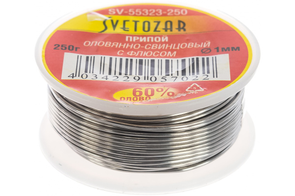 Оловянно-свинцовый припой Светозар 60% Sn 40% Pb 250 гр SV-55323-250