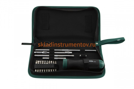 Набор отверток и бит с трещоточной храповой рукояткой 26шт Sata 09343