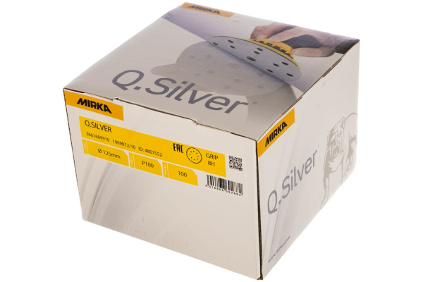 Круг шлифовальный Q.SILVER (100 шт; 125 мм; 8 отв; P100) MIRKA 3661609910