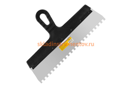 Фасадный зубчатый шпатель (нержавеющая сталь, 350мм, зуб.8x8мм) РемоКолор Мастер 12-8-350