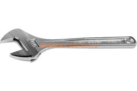 Разводной ключ Зубр Эксперт Cr-V хромированное покрытие эргономичная рукоятка увеличенный зев угол наклона губок 15 градусов 150x23 мм 6" 27260-15