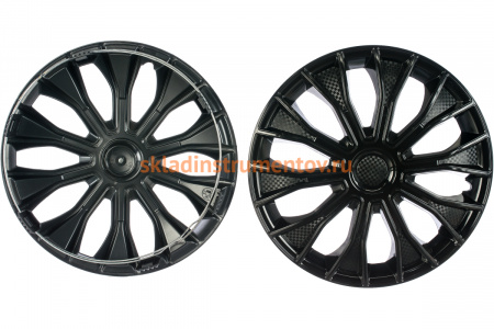 Колесные колпаки Airline 15" Волтек черный глянец, карбон, комплект 2 шт. AWCC-15-17