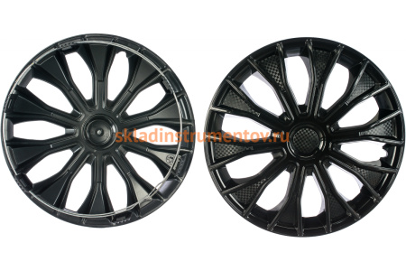Колесные колпаки Airline 15" Волтек черный глянец, карбон, комплект 2 шт. AWCC-15-17