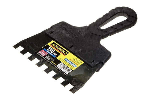 Нержавеющий зубчатый шпатель STAYER 150мм, зуб 10х10мм 1009-15-10