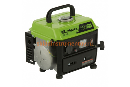 Бензиновый генератор СИБРТЕХ БС-950 0,8 кВт 230 В, 2-х такт, 4 л, ручной стартер 94665