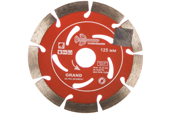Диск алмазный отрезной Сегментный Grand hot press (125х22.23 мм) TRIO-DIAMOND GUS722 Диск алмазный отрезной Сегментный Grand hot press (125х22.23 мм) TRIO-DIAMOND GUS722