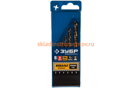 Набор сверл по металлу ПРОФЕССИОНАЛ, 6 шт. Зубр 29626-H6