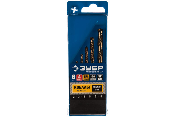 Набор сверл по металлу ПРОФЕССИОНАЛ, 6 шт. Зубр 29626-H6