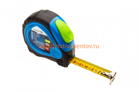 Рулетка HOEGERT TECHNIK 5 м, 19 мм, MID, покрыта нейлоном, стопор ленты HT4M425