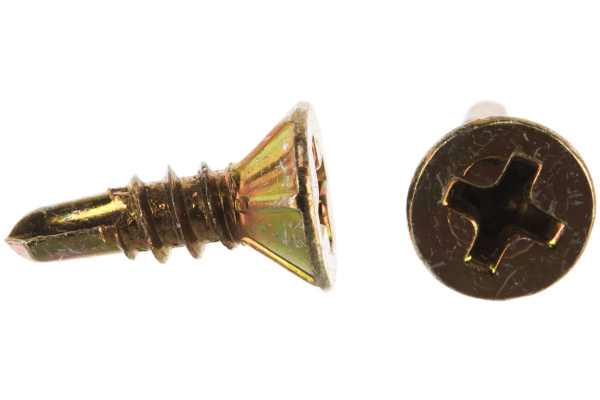 Саморезы со сверлом Зубр для оконного профиля, желтопассивированные, PH2, 3,9x13мм, ТФ0, 17500шт 4-300230-39-013