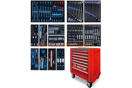 Набор инструментов в красной тележке, 286 предметов KING TONY 934A-010MRV