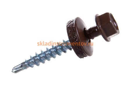 Саморезы для крепления кровельных материалов к деревянной обрешетке Зубр цвет RAL 8028 земельно-коричневый, оцинкованные, 4,8x35мм, 1800шт 4-300310-48-035-8028
