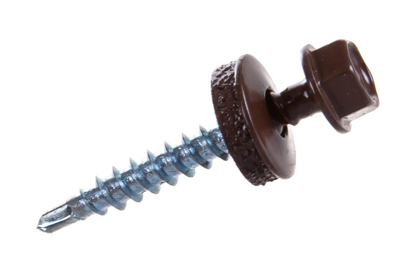 Саморезы для крепления кровельных материалов к деревянной обрешетке Зубр цвет RAL 8028 земельно-коричневый, оцинкованные, 4,8x35мм, 1800шт 4-300310-48-035-8028