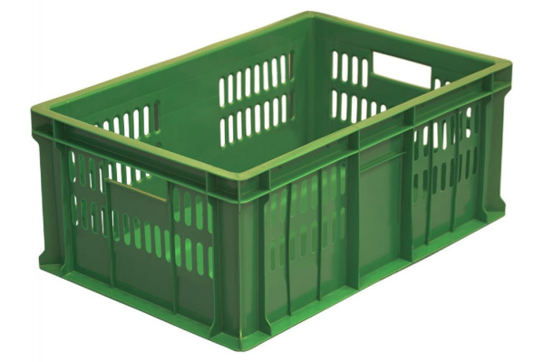 Ящик Тара.ру п/э 600х400х250 дно сплошное, перфорированный, зелёный 4100