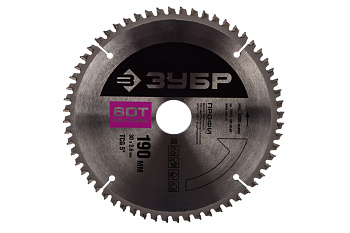 Диск пильный ПРОФИ Мультирез по алюминию, ламинату, пластику, ДСП (190х30 мм; 60Т) Зубр 36853-190-30-60