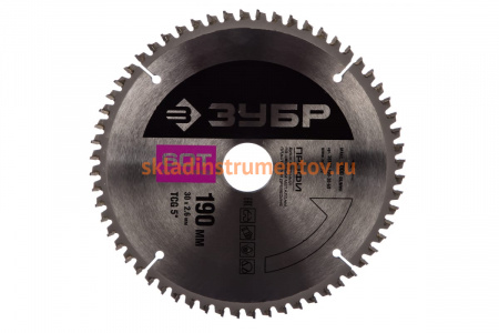Диск пильный ПРОФИ Мультирез по алюминию, ламинату, пластику, ДСП (190х30 мм; 60Т) Зубр 36853-190-30-60