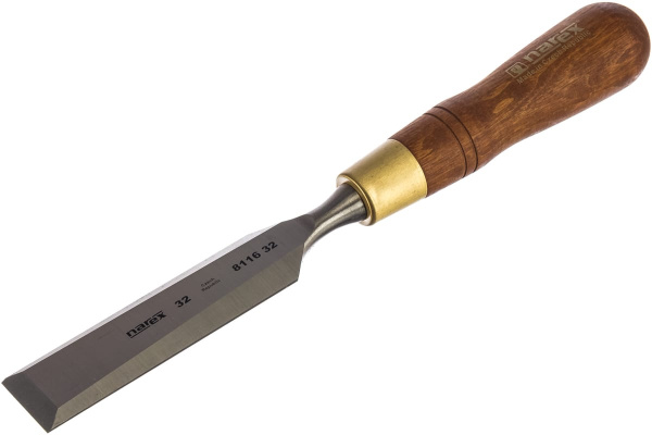 Набор из 4 плоских стамесок с ручкой NAREX WOOD LINE PLUS 8, 10, 16, 32 мм 863202