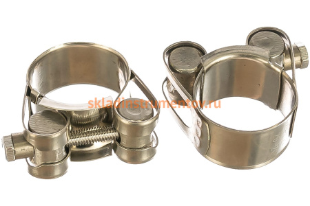 Металлические хомуты СИБРТЕХ, силовые, 26-28мм, ширина 18мм, шарнирный, W4, 2шт 475093