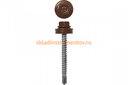 Саморезы Зубр для крепления кровельных материалов к деревянной обрешетке, цвет RAL 8017 шоколадно-коричневый, оцинкованный, 4,8x35мм, 380шт 4-300315-48-035-8017