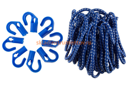 Набор Зубр "ЭКСПЕРТ" Шнур резиновый крепежный, 10 м, d 8 мм, 8 переставных крюков 40511