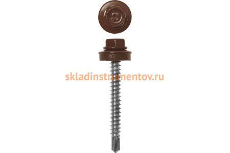 Саморезы Зубр для крепления кровельных материалов к деревянной обрешетке, цвет RAL 8017 шоколадно-коричневый, оцинкованный, 4,8x35мм, 380шт 4-300315-48-035-8017