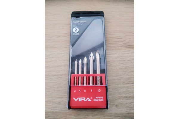 Набор сверл по стеклу и керамической плитке (5 шт; 4-10 мм) Vira 550108