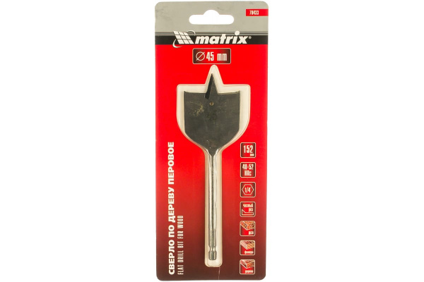 Сверло перовое по дереву (45х152 мм; HEX1/4) MATRIX 70433