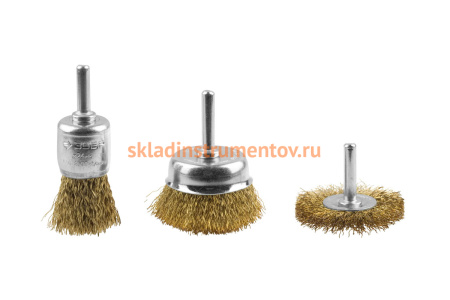 Набор щеток ЭКСПЕРТ витая латунированная стальная проволока (3 шт; 24/50/50 мм) для дрели Зубр 3530-H3_z01