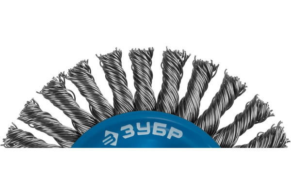 Щетка ЭКСПЕРТ дисковая для УШМ (жгутированная проволока 0,5 мм, 200 мм, М14) Зубр 35192-200_z01